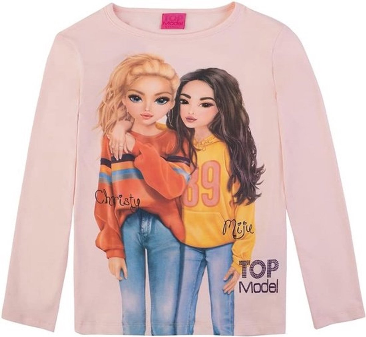 Meisjes T-shirt Roze met Trendy Top Model Figuren