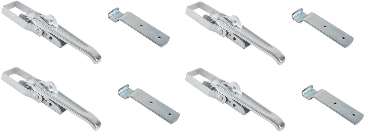 Spanvergrendeling Set - Excentrisch Verzinkt 210 mm - Voor Bordwand en Kisten - Zilver 4 stuks