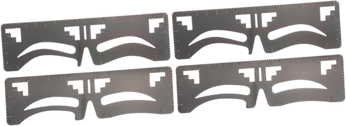 Wenkbrauw Liniaal - Make-up Hulpmiddel - Symmetrisch Vormgeven - Flexibele Meting - 4 Stuks - Zwart