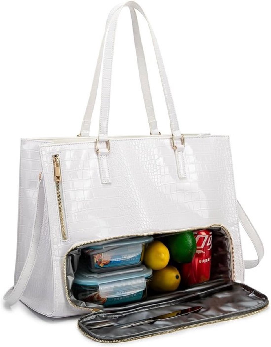 Stijlvolle 2-in-1 Werktas met Geïsoleerd Lunchvak voor Dames - Laptop 15,6 inch