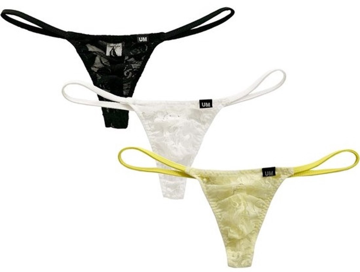 Heren String Slips Sexy Kant Transparant Ademend Ondergoed T-Rug Lage Taille