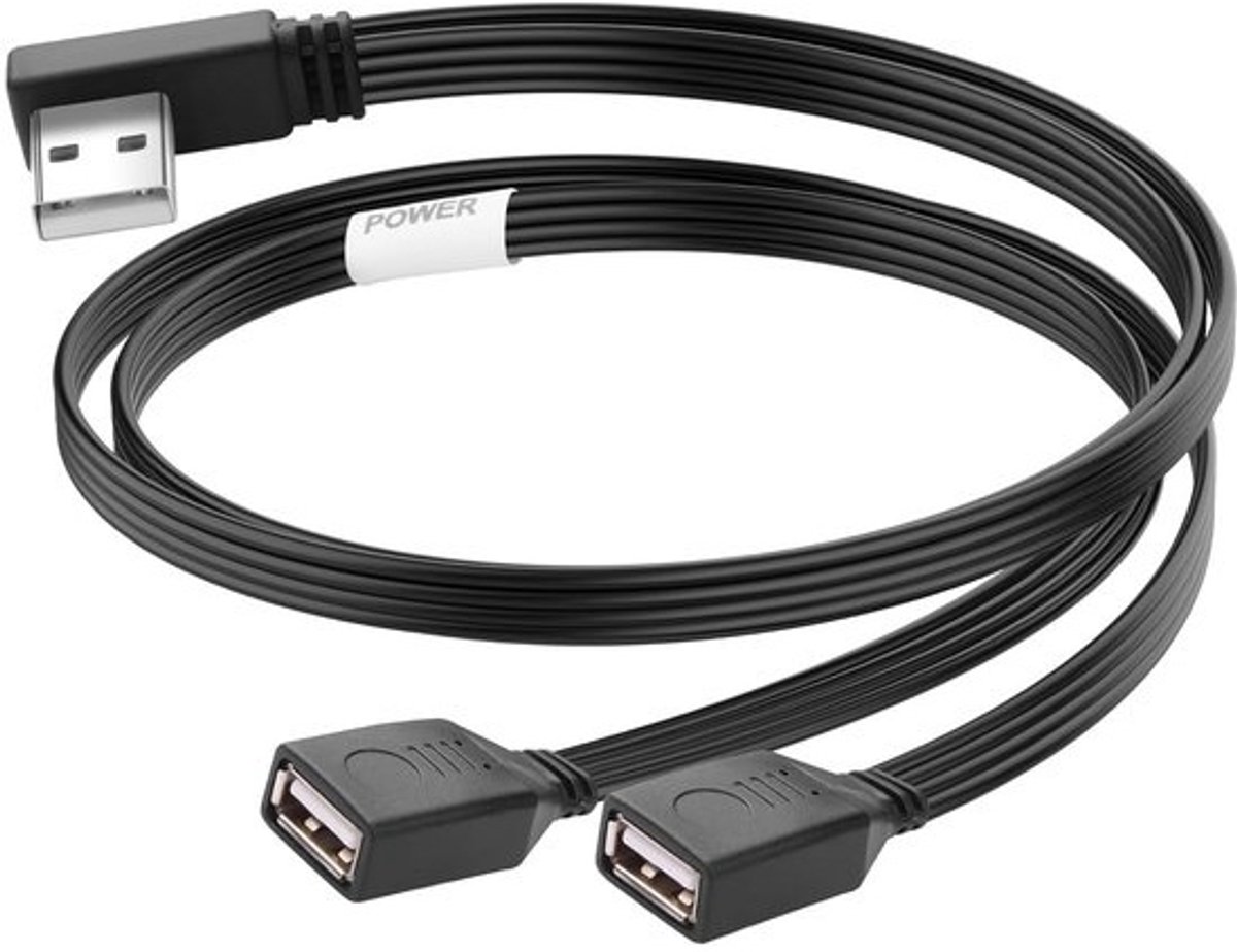 USB 2.0 Y-splitter Kabel: Eén Male naar Twee Female Poorten voor Data en Opladen