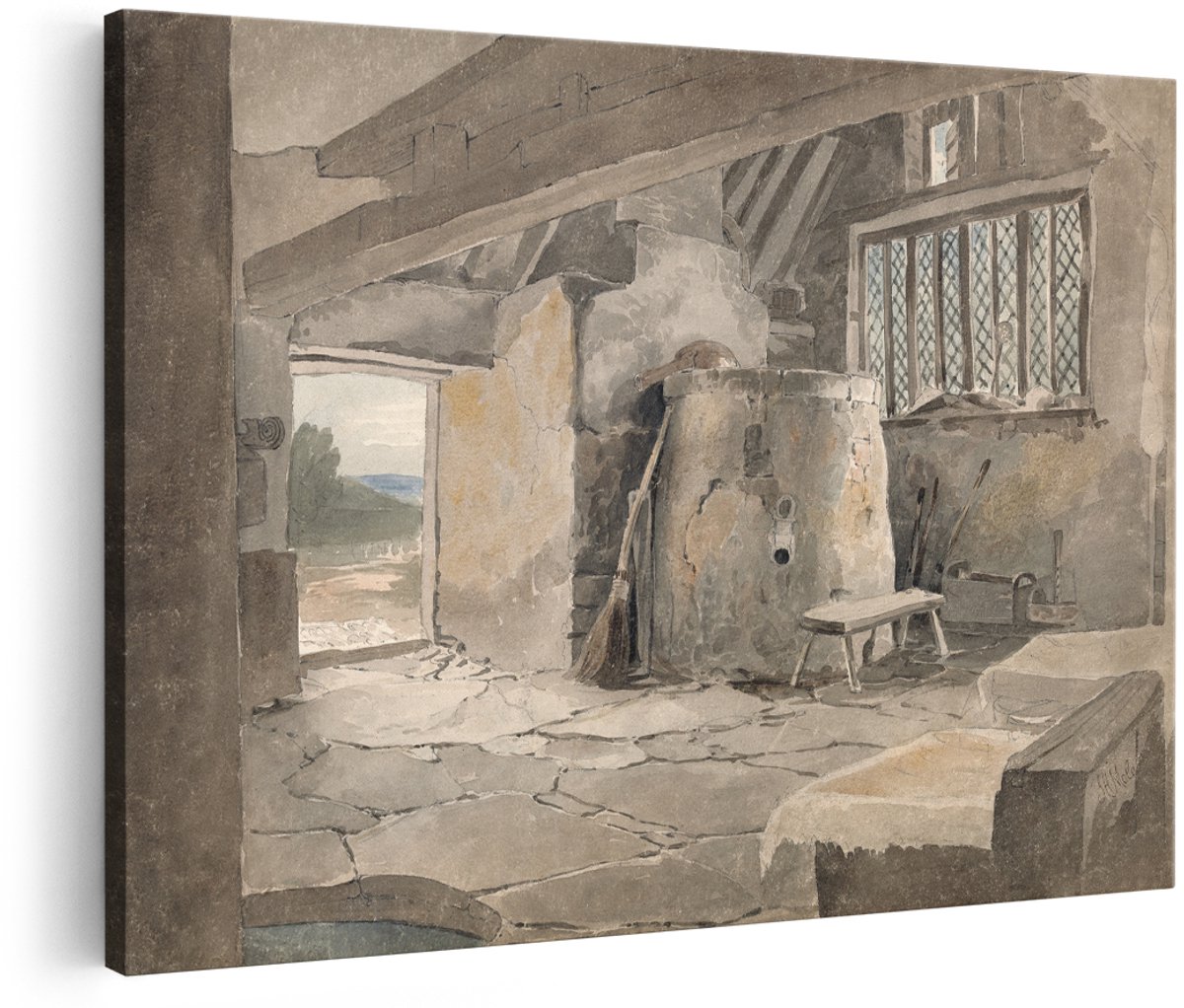 Artaza Canvas Schilderij Rustieke Keuken - 180x120 cm - Groot - Wanddecoratie Landelijk - Muurdecoratie Vintage - Decoratie Brocante Oven