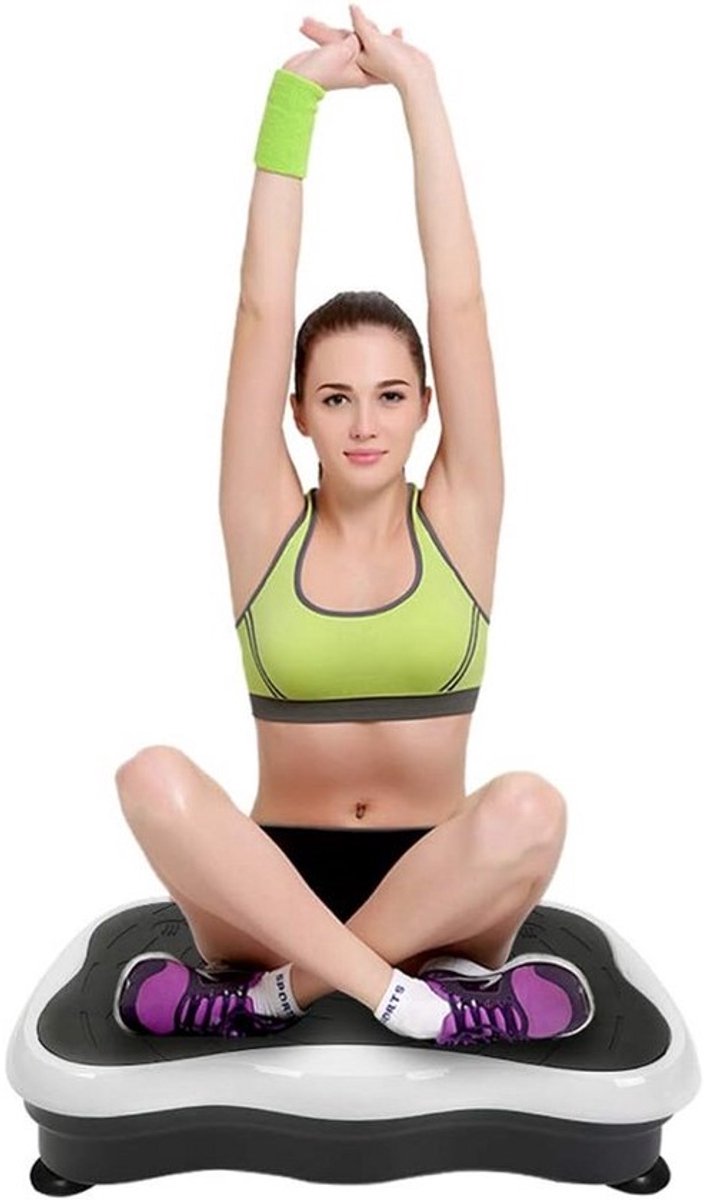 Vibratorische Fitnessplaat 200 W - Vibrationstrainer met Afstandsbediening, Bluetooth Audio en LCD-Display, 53 x 32,5 x 12 cm