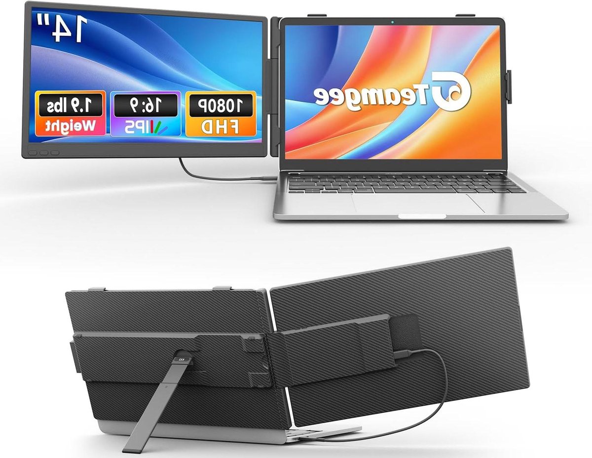 Draagbare Monitor - Extra Scherm - Productiviteit Verhogen - Ultradun 1080P FHD - 14 inch - Zwart
