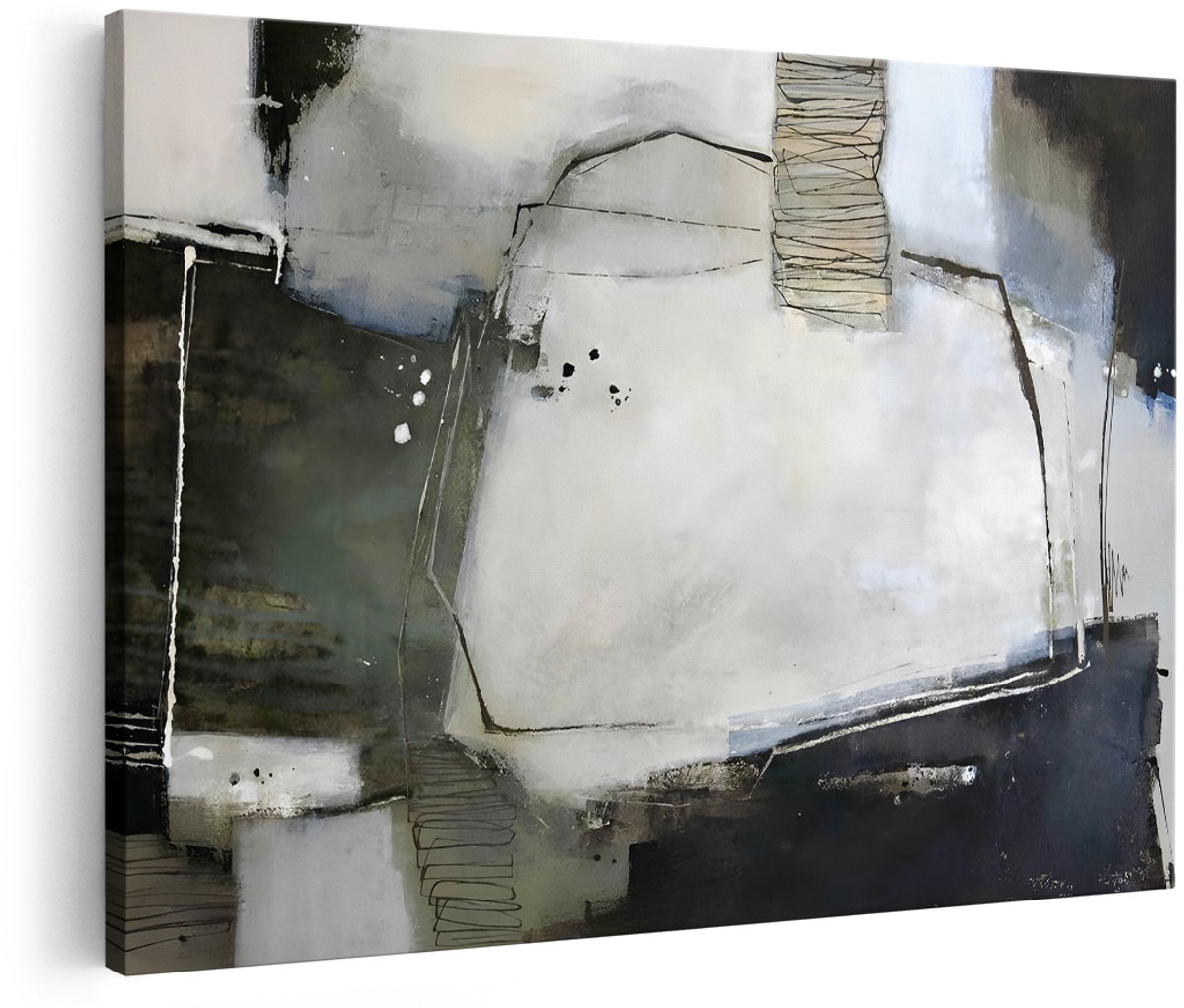 Artaza Canvas Schilderij Abstract - 180x120 cm - Groot - Wanddecoratie Modern - Muurdecoratie Zwart Wit - Decoratie Woonkamer Industrieel - Schilderijen Op Canvas