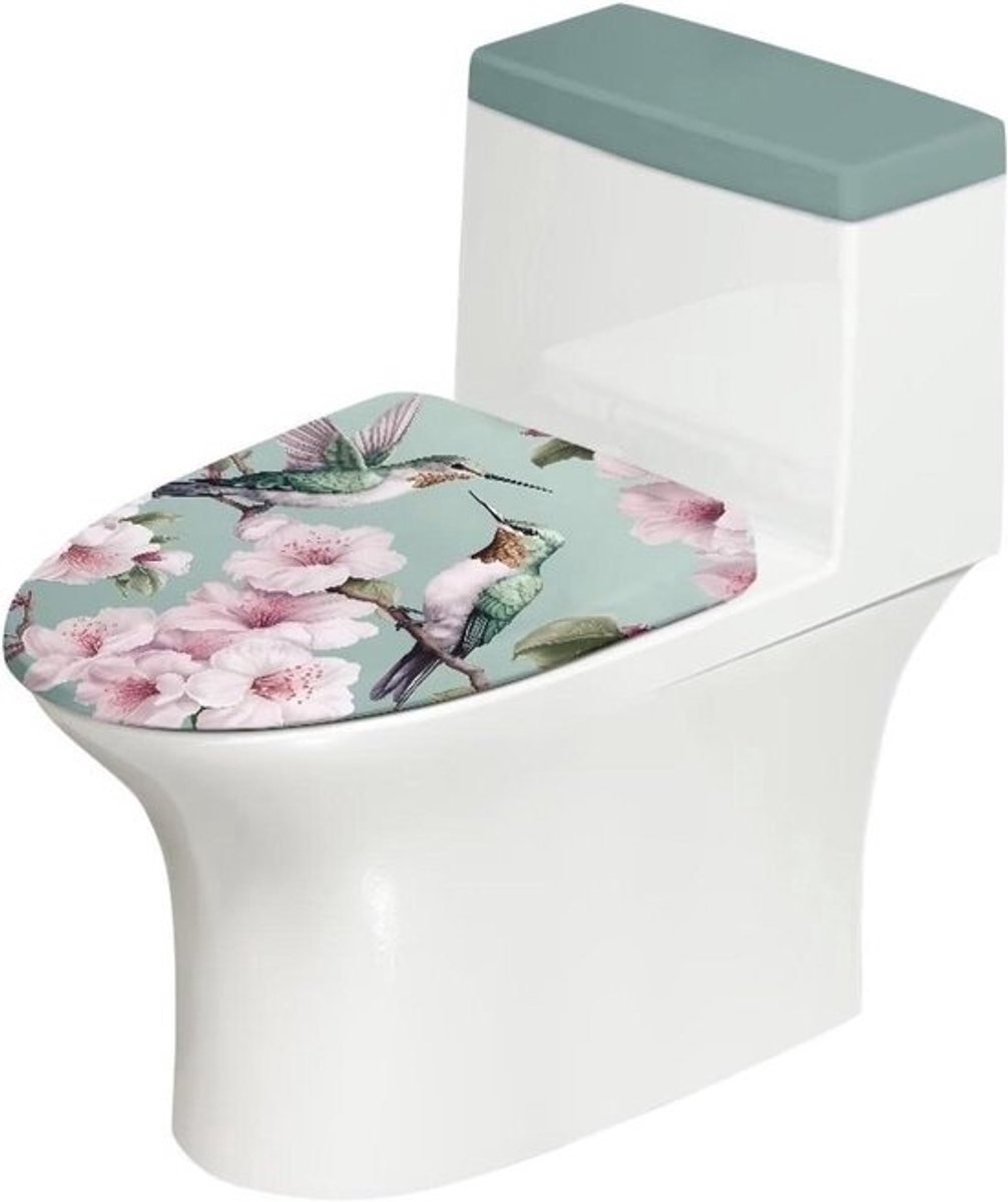 Toiletdeksel Tankhoes - Toilet Bril Cover - Badkamer Decoratie - Vlekbestendig - Universele Maat - Kolibrie