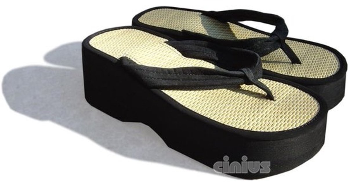 Dames Zori Sandalen - Japanse Slippers - Comfortabel Lopen - Rijststro Hak - 6 cm Hakhoogte