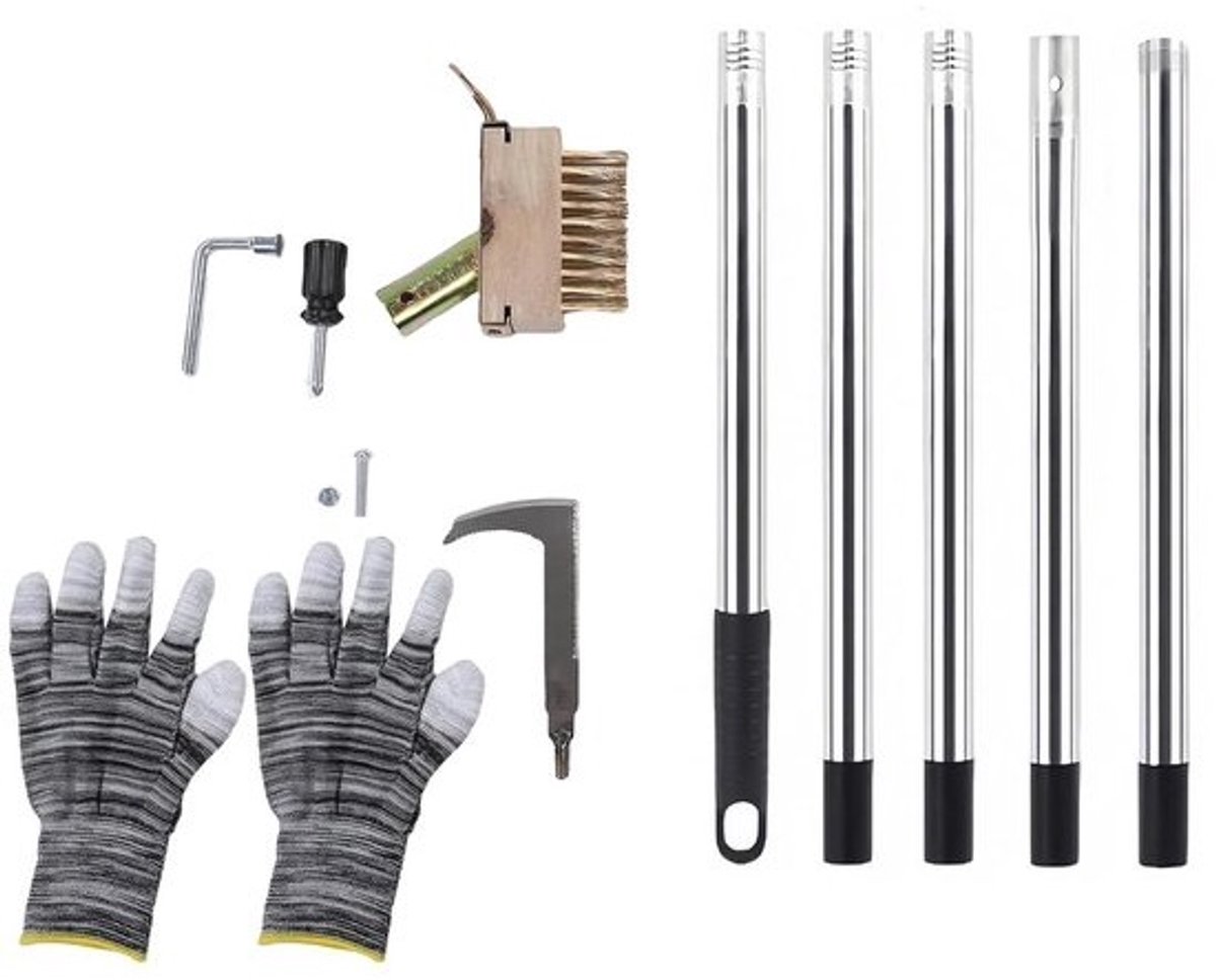 Gereedschapsset Onkruidverwijdering - Onkruidsteker Tuin - Buitenruimte Reinigen - Ergonomische Lange Handgreep - 16 m - Zilver