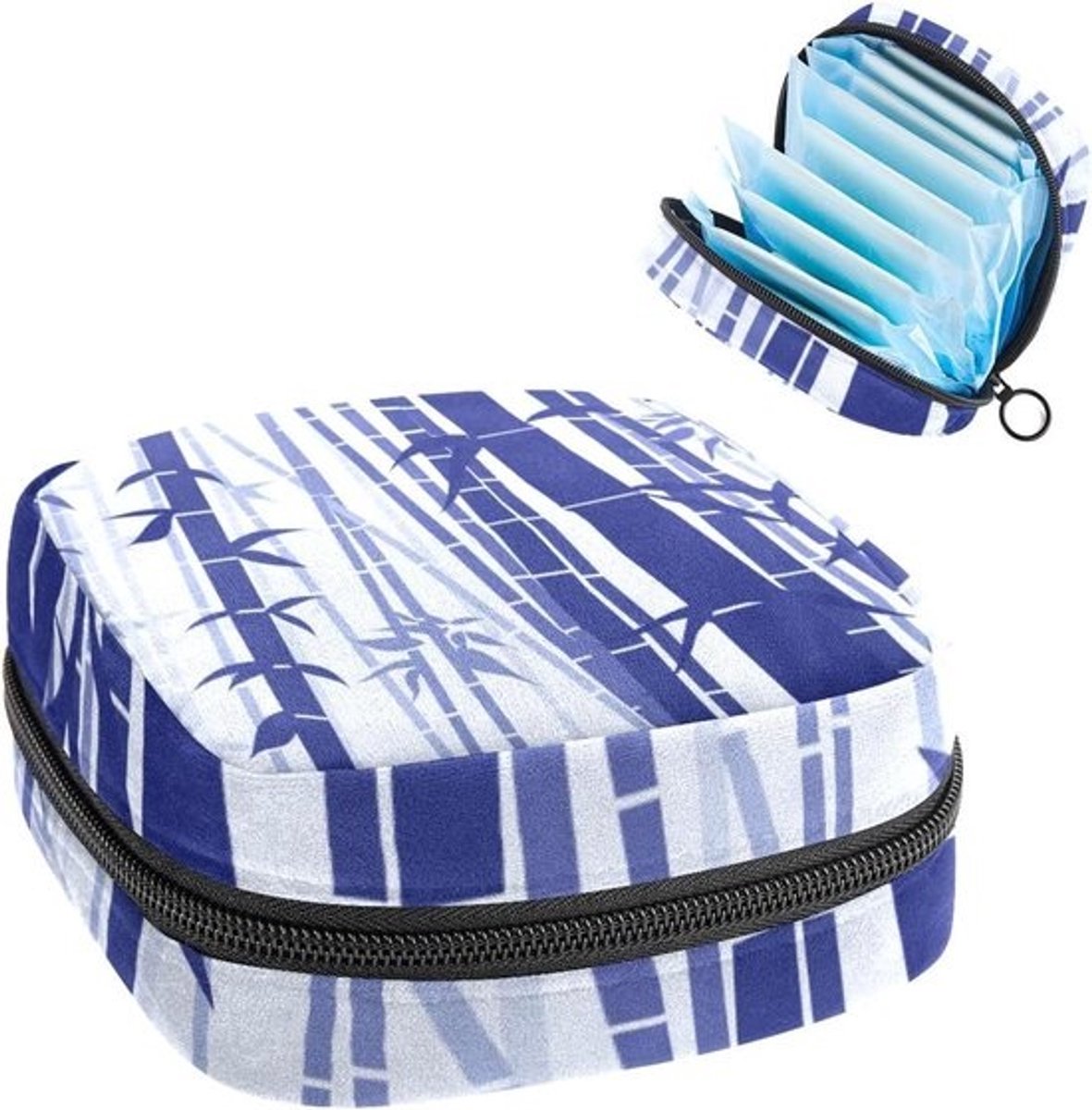Menstruatiezakjes - Tampon zakjes - Hygiënisch opbergen - Dubbele vakken - 17x17x12 cm - Veelkleurig