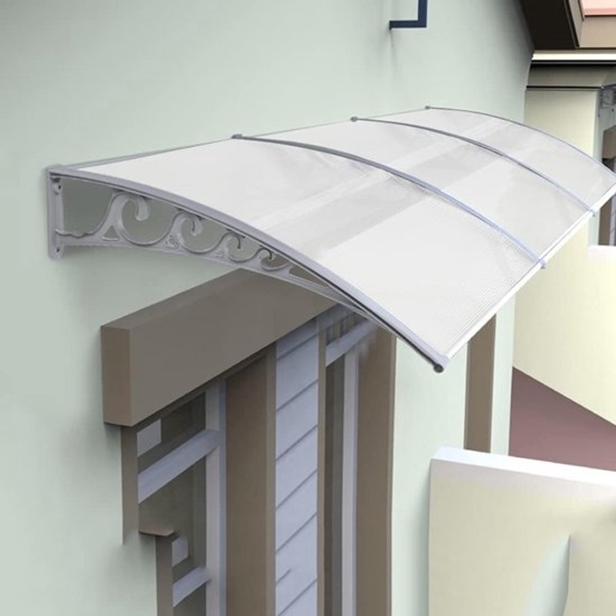 Luifel Voordeur - Afdak Deur - Bescherming Buiten - Wind- en Regendicht - 100x200 cm - Grijs-wit