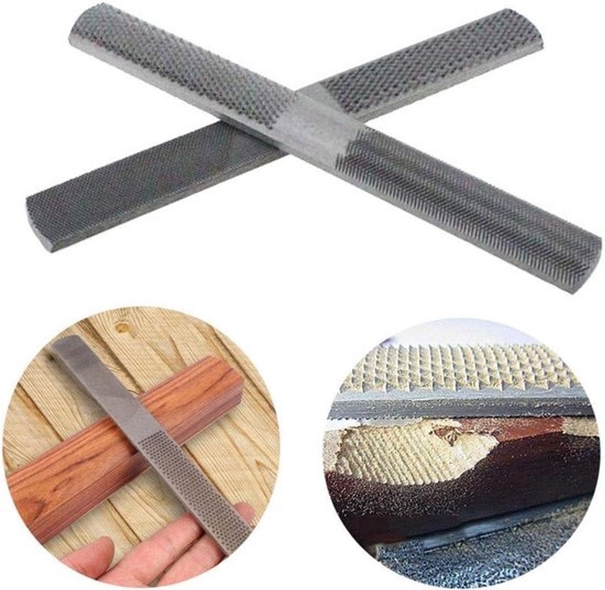 4-in-1 Stalen Rasp Vijl 200mm voor Hout en Metaalbewerking