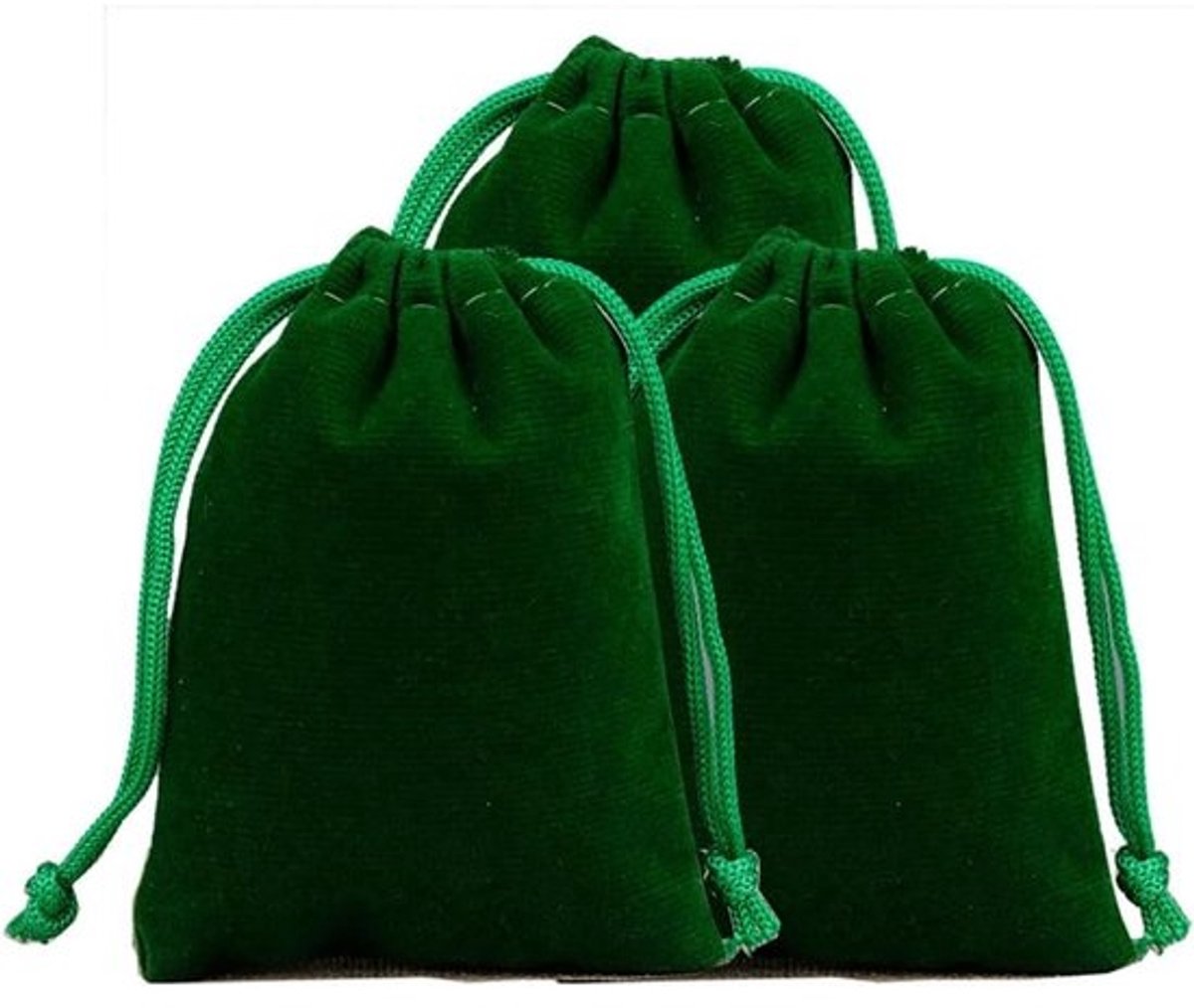 Velvet Zakken - Grote Geschenkzakken - Feestelijke Gelegenheden - Trekkoord Sluiting - 20 x 30 cm - Groen