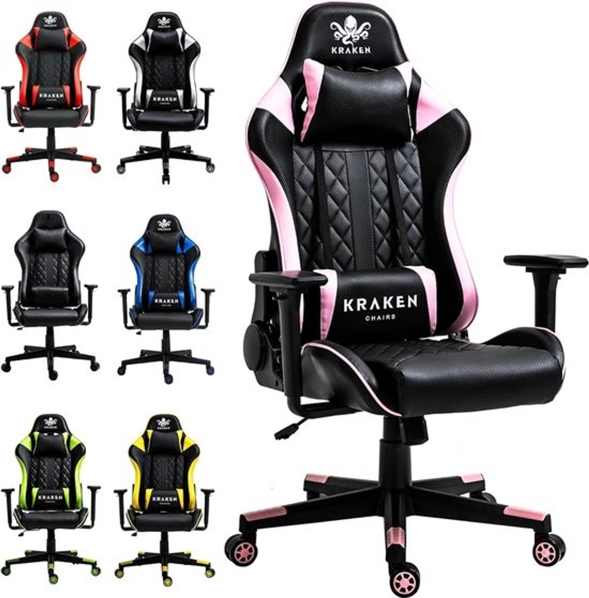 Ergonomische Gamingstoel met Verstelbare Armleuningen en Comfortabele Kussens