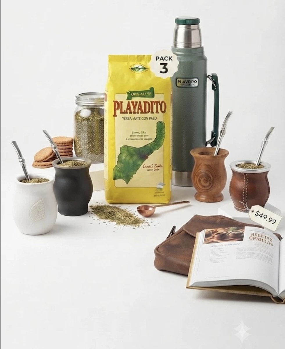 Playadito Yerba Mate Thee Tradicional - 3 x 1 kg Voordeelverpakking - Authentieke Argentijnse Kruidenthee - Losse Bladeren - Premium Kwaliteit - Natuurlijke Energie - Traditionele Warme Drank en Infusie - Grote Voorraad Verpakking Met Kajal Sticker