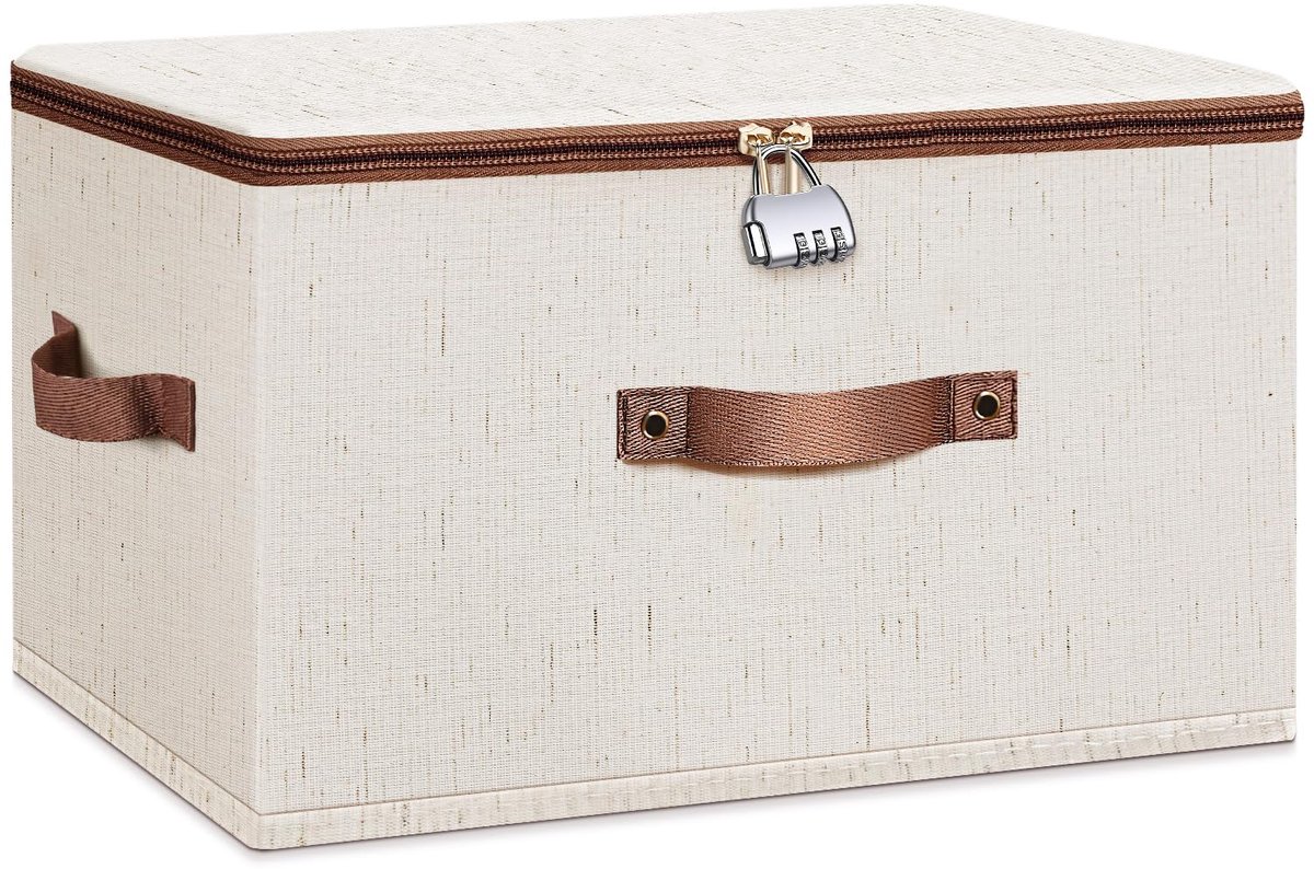 SnelShoppen - Opvouwbare Opbergdoos met Deksel, Afsluitbare Stoffen Opbergbox voor Kleding, Speelgoed, Cosmetica - 40x30x21cm, Ideaal voor Thuis, Kind
