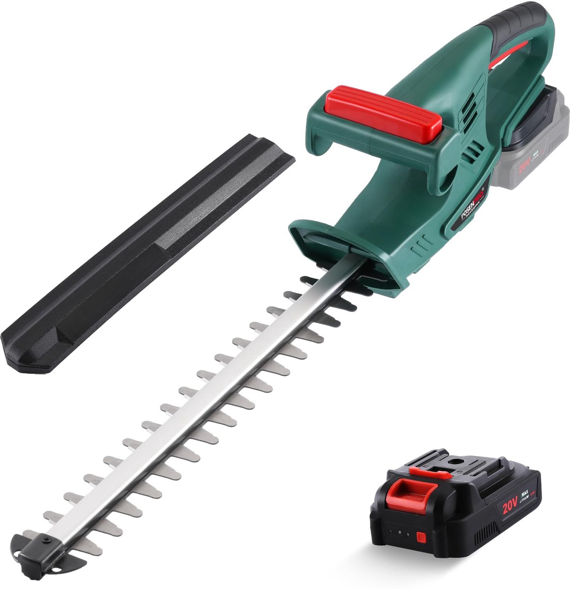 SnelShoppen - Accuheggenschaar 20 V, Elektrische Heggentrimmer met 45 cm Zwaardlengte, 14 mm Tandafstand, Ideaal voor Hoge Heggen, Inclusief 2,0 Ah Ac