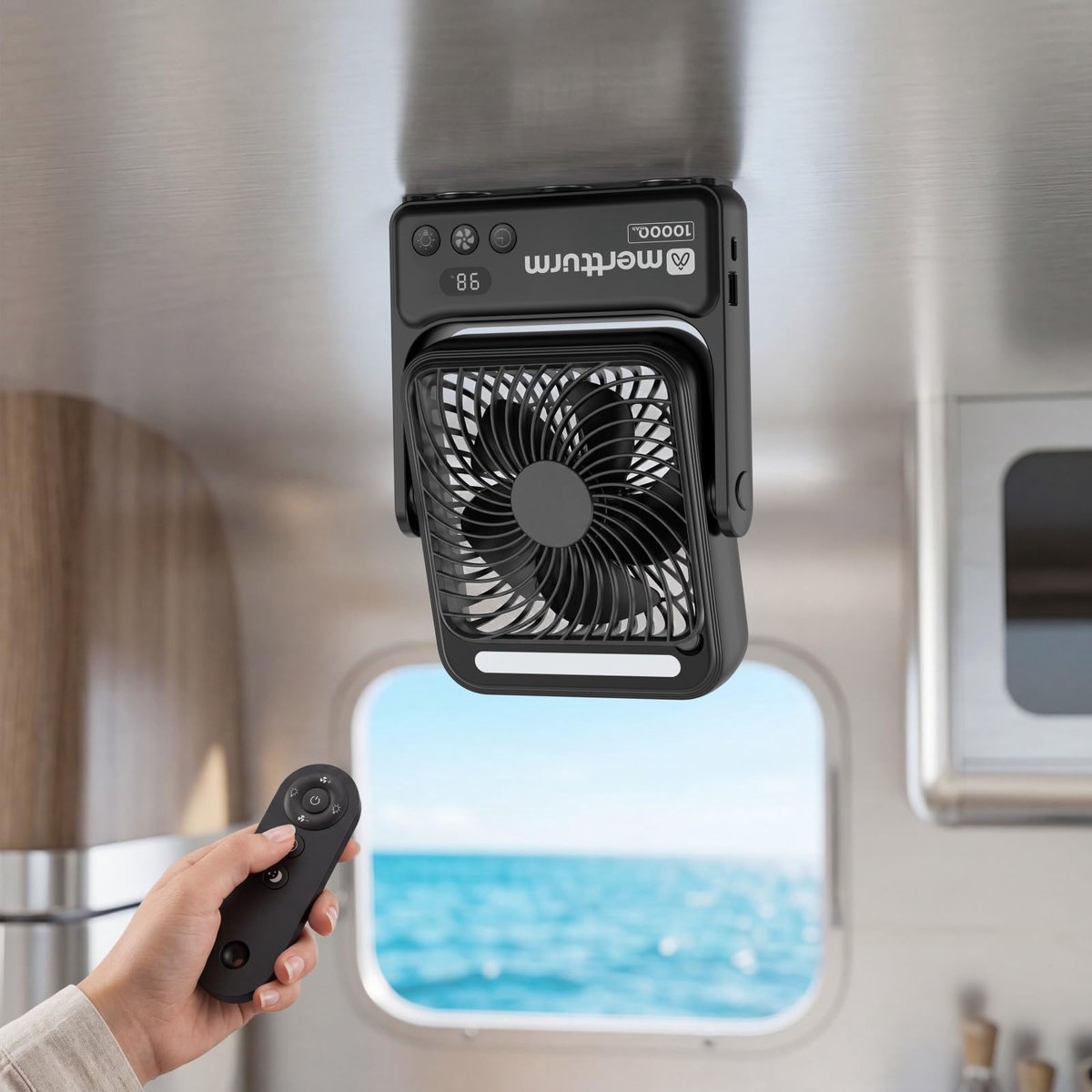 SnelShoppen - Magnetische Bureauventilator voor Cruiseschepen met Nachtlampje, 10000mAh Oplaadbare Draagbare Reisventilator met Afstandsbediening, 4 S