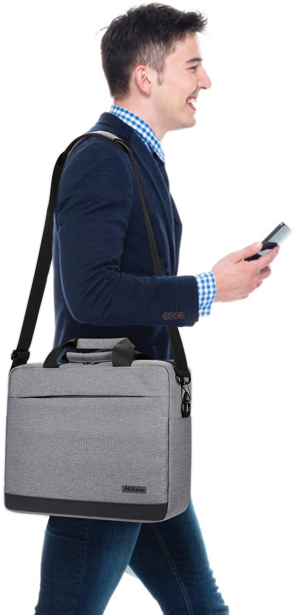 SnelShoppen - Lichtgewicht Waterdichte Laptoptas 15/15,6/16 inch met Schouderriem voor Heren en Dames - Zachte Computer Aktetas voor Zakelijk Werk, No