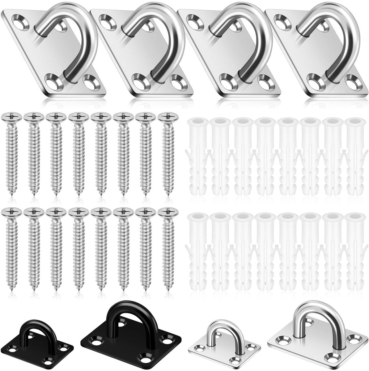 Dailygoods- Plafondhaak Zware Ophangbeugel - Set van 4 - Roestvrij Staal - Maximale Belasting 176 lbs - Duurzaam - Corrosiebestendig - Ophanghaak