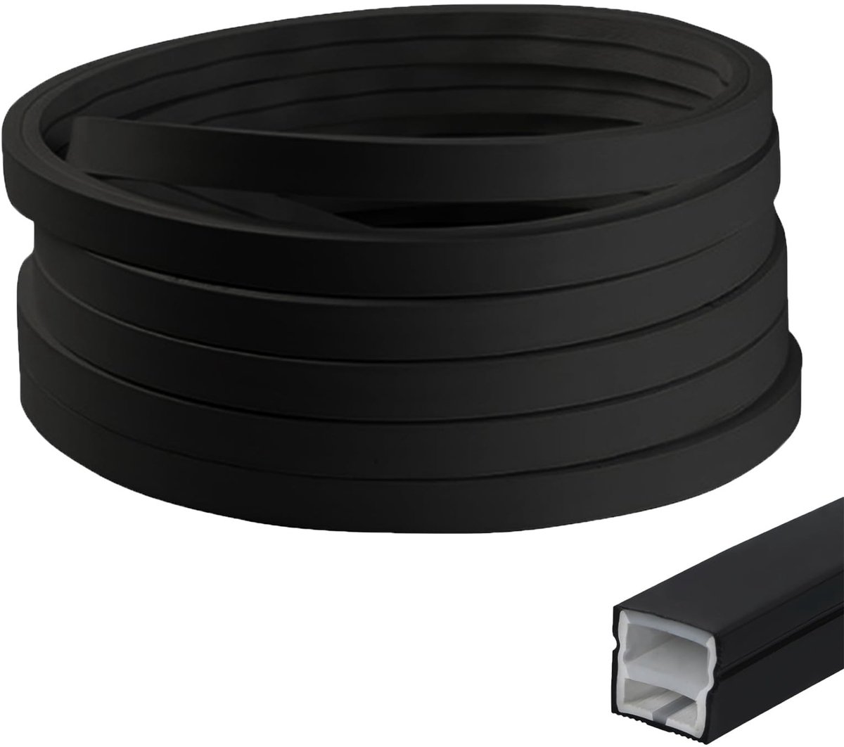 Dailygoods- Siliconen Profiel Flexibel - LED Strip Profiel - Diffuserkanaal 12 x 12 mm - Waterdichte Afdekking - Montageclips - Perfecte Camouflage - Ledstrip Profiel