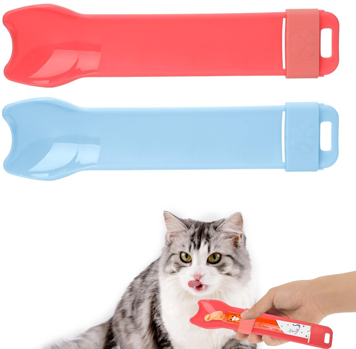 Dailygoods - 2 Stuks Lickable Snack Lepels voor Katten - Innovatieve Snacklepel voor Nat Voedsel