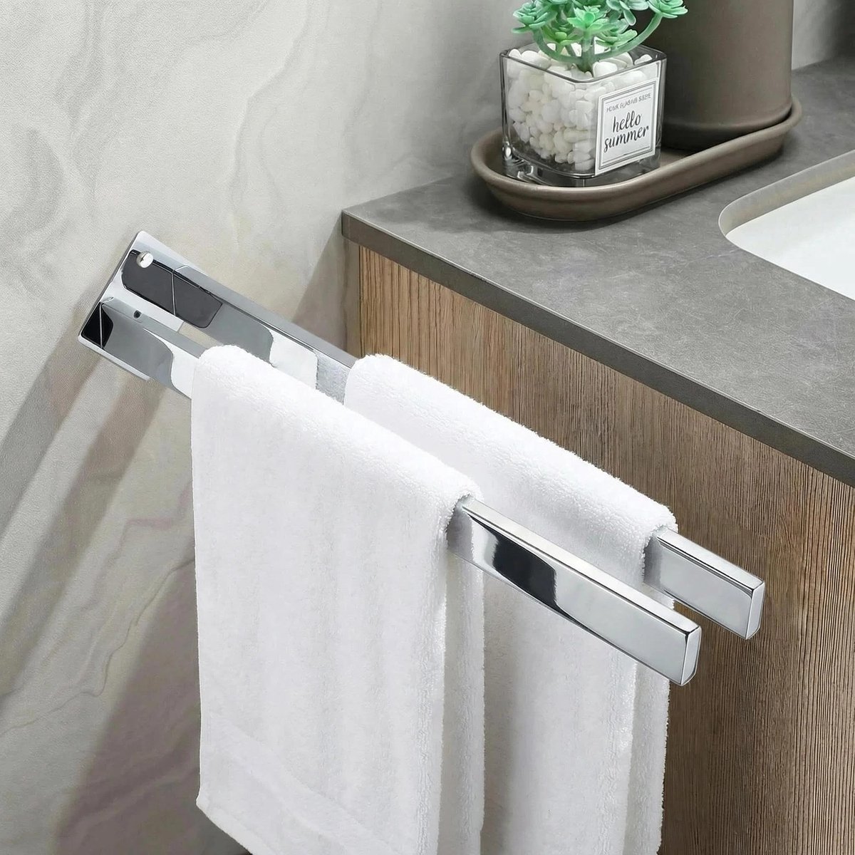 Dailygoods - Dubbele Handdoekstang van 40 cm - Roestvrij Staal Wandmontage