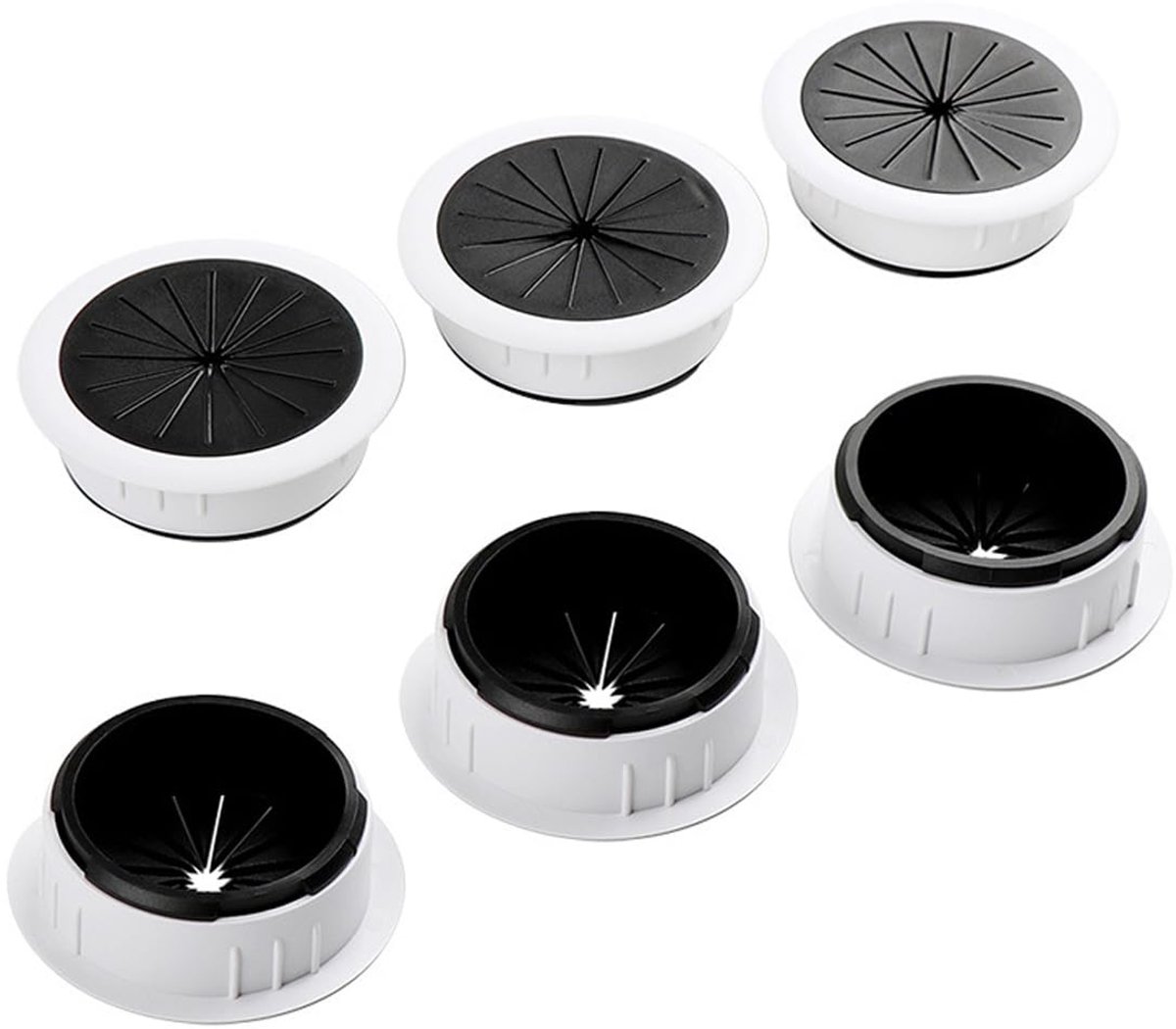 Dailygoods - Set van 6 Bureau Grommets - 60mm Kabeldoorvoer voor Organisatie