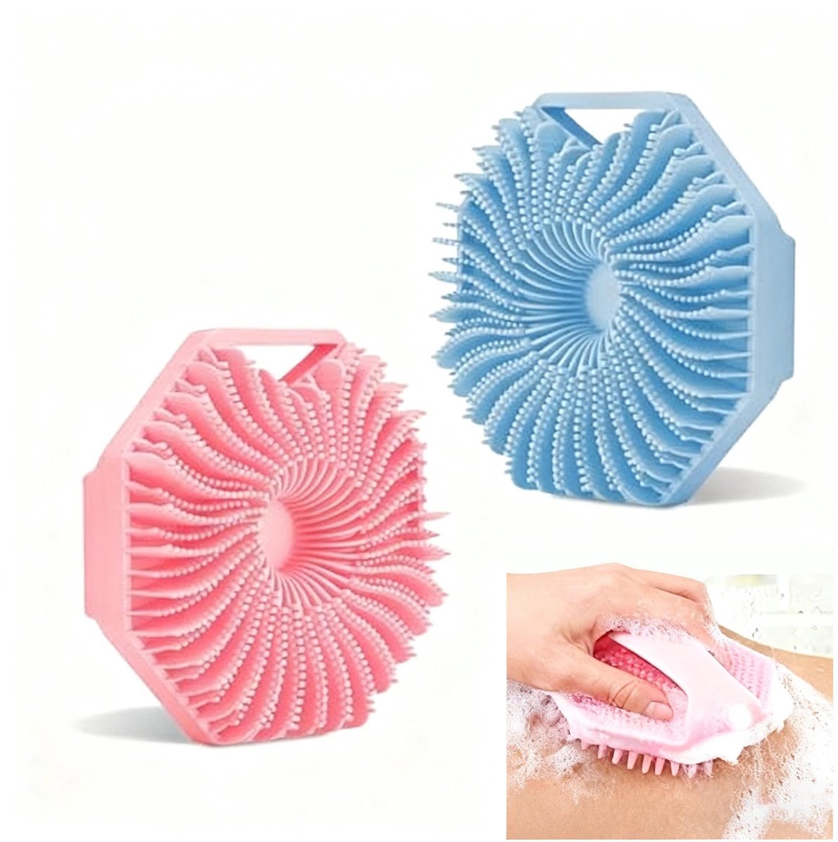 Dailygoods - Siliconen Doucheborstel - 2 Stuks met Handvat