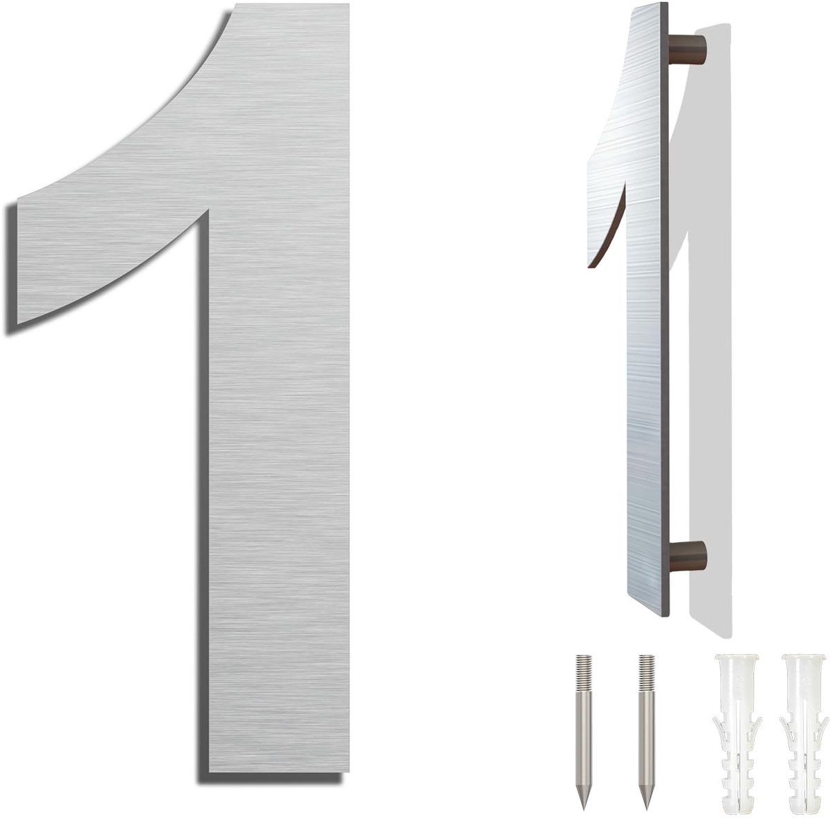 Dailygoods - Roestvrij Stalen Huisnummer - Weerbestendig en Onderhoudsvriendelijk - Hoogte 152 mm - Moderne Zwevende Uiterlijk