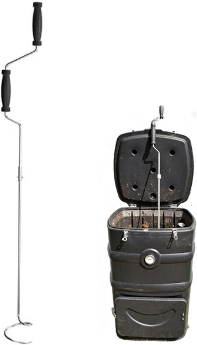 Compostbeluchter - Compostomkeerder Menggereedschap - Compost Versnellen - Kurkentrekker Uiteinde - 60 cm - Zilverkleurig
