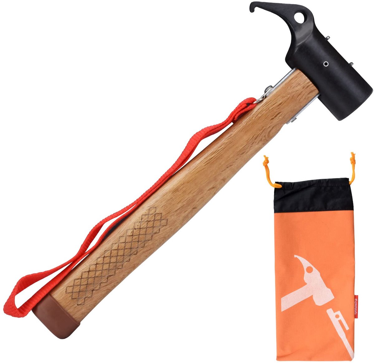 Dailygoods - Stalen Campinghamer voor Tentharingen met Houten Handvat