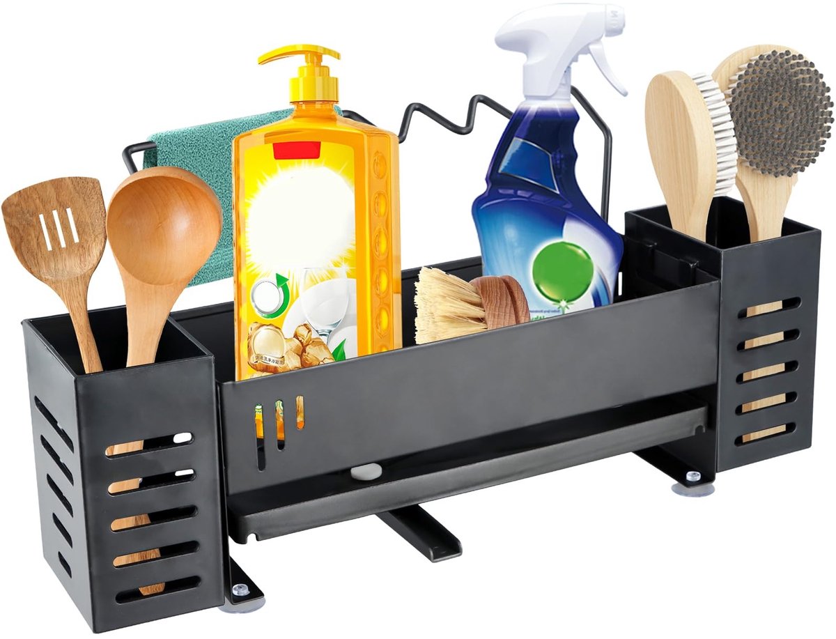 Dailygoods - Organizer voor Keukenspoelbak - Sponshouder met Handdoekhouder