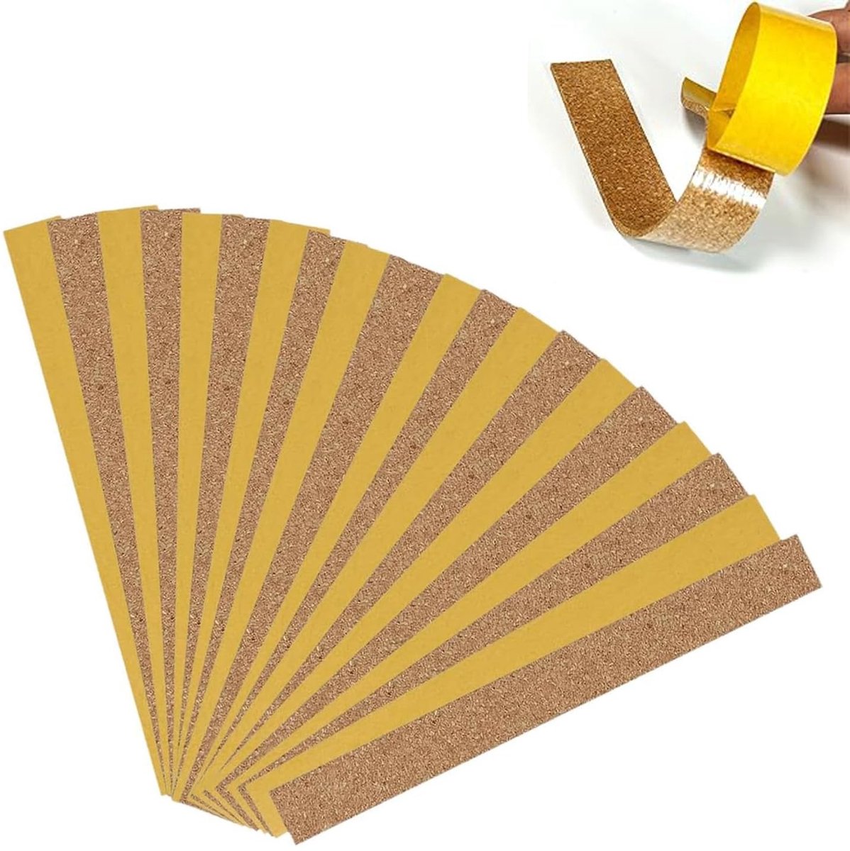 Dailygoods- Kurkstrips 12 Stuks - Zelfklevende Hoedinlagen - Duurzaam - Hoedmaat Aanpassing - Comfortabel - 200 x 20 x 2 mm - Hoedverkleiners