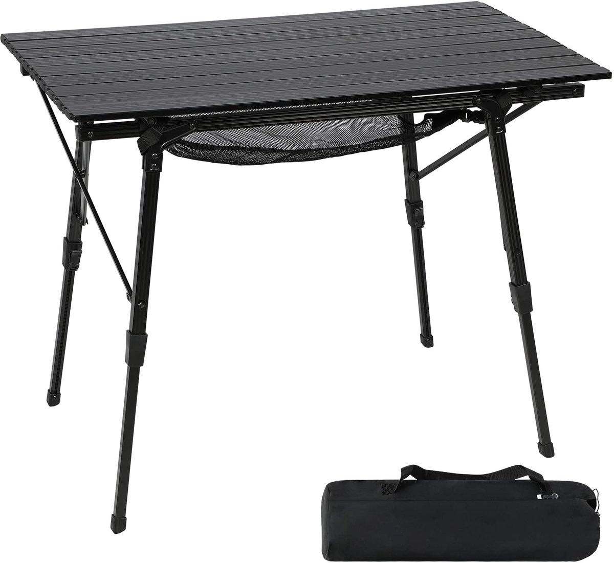 SnelShoppen - Opvouwbare Kampeertafel 90 x 53 cm - Draagbare Picknicktafel met In hoogte Verstelbare Poten - Lichtgewicht Aluminium - Ideaal voor Stra