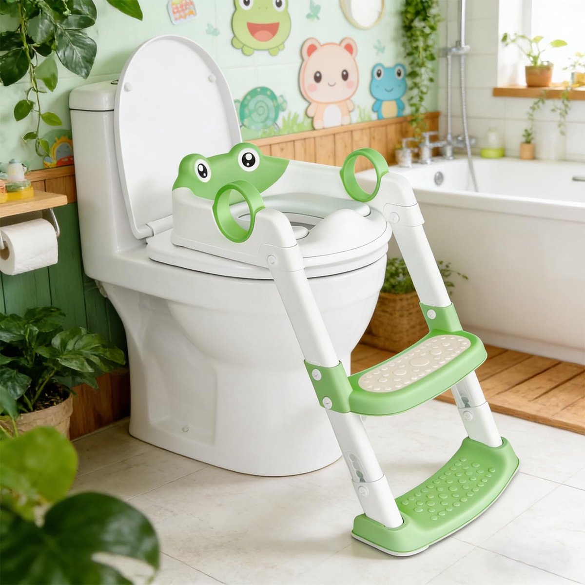 SnelShoppen - Toiletbril voor Kinderen - Verstelbare Kindertoiletbril met Trap - Gevoerde Toiletladder voor Peuters - Ideaal voor Zindelijkheidstraini