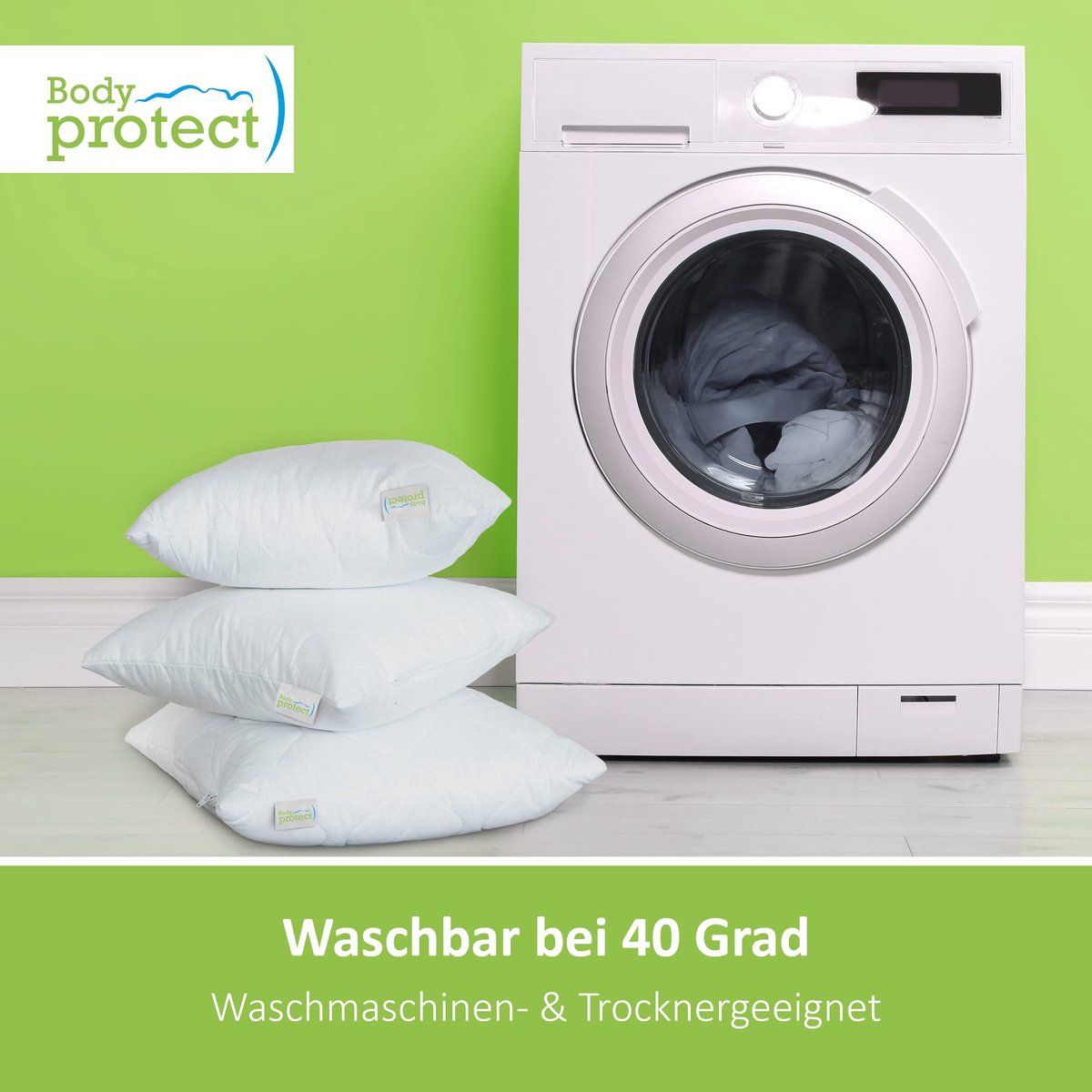 SnelShoppen - Bodyprotect Ecoline Hoofdkussen Set van 2, 40 x 80 cm, Wasbaar Microvezel Beddengoed, Wit, Comfortabel en Ondersteunend Kussen voor een