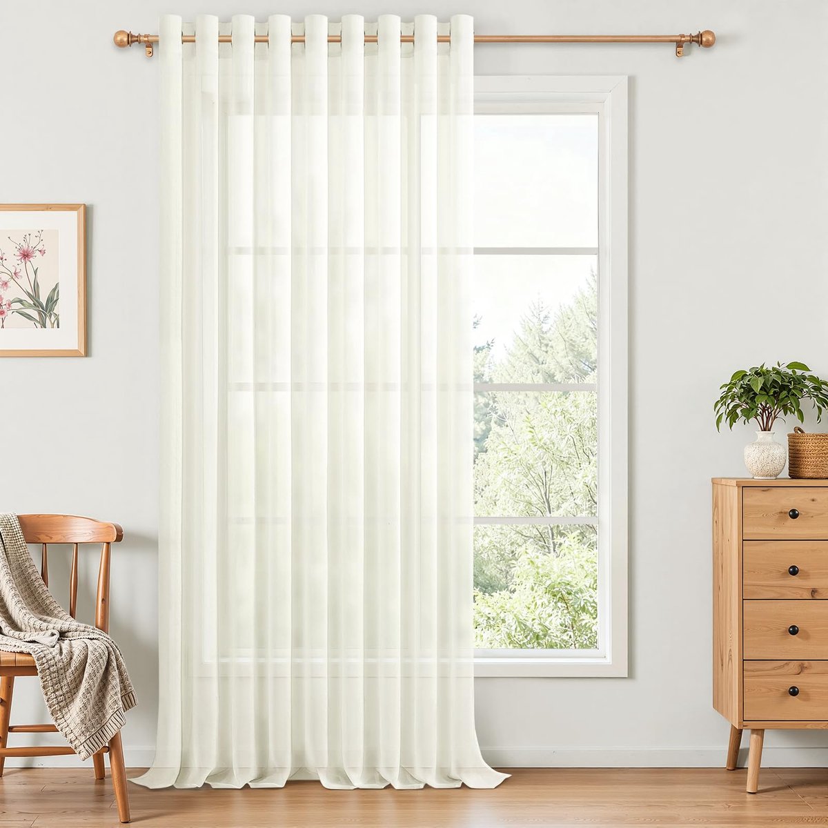 SnelShoppen - Transparante gordijnen met oogjes 300x240 cm - Elegant transparant gordijn voor woonkamer, slaapkamer, eetkamer - Modern raamdecoratie v