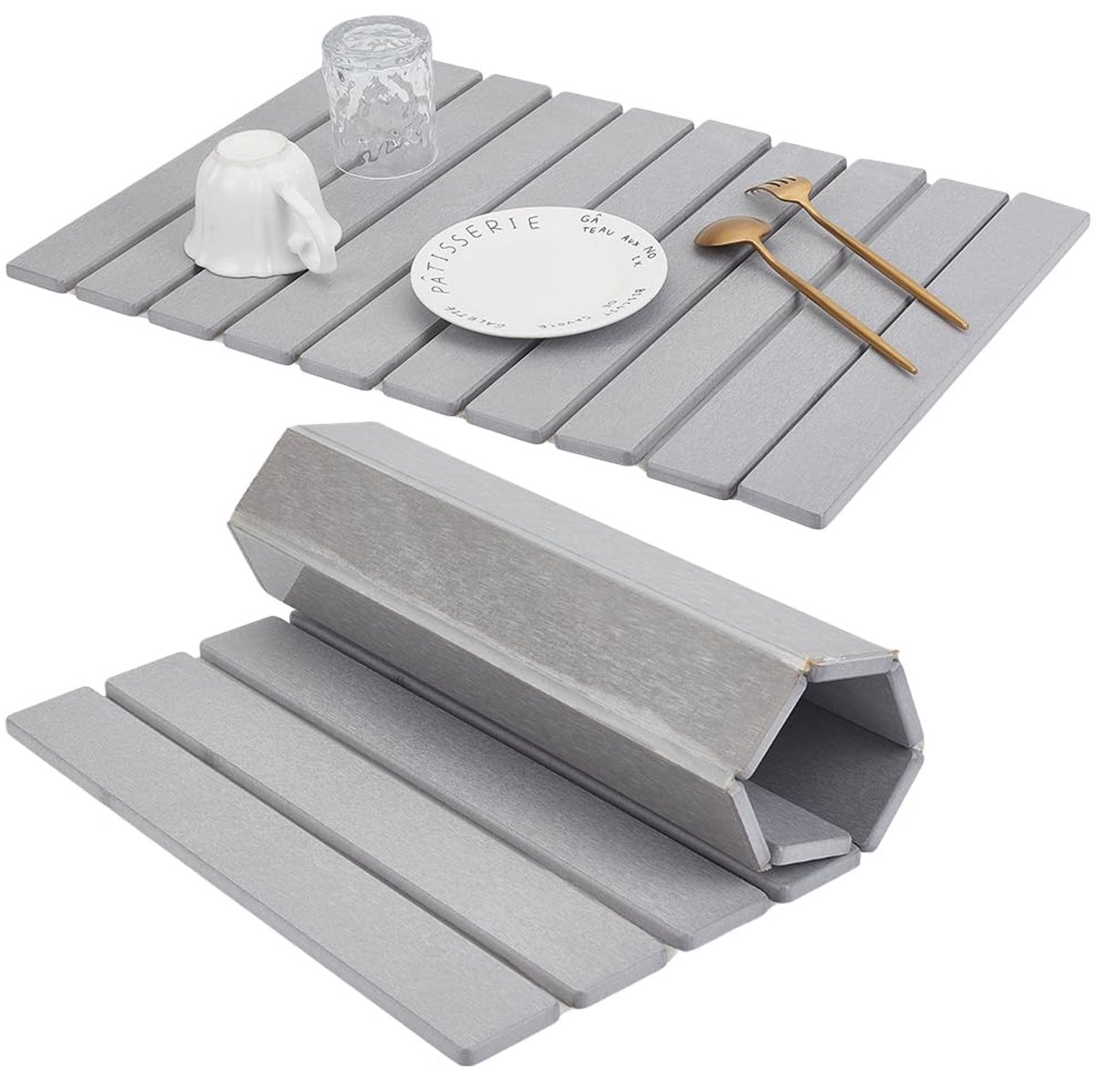 Dailygoods - Sliver Stone Afwasmat - Sneldrogend en Absorberend met Antislip Ondergrond