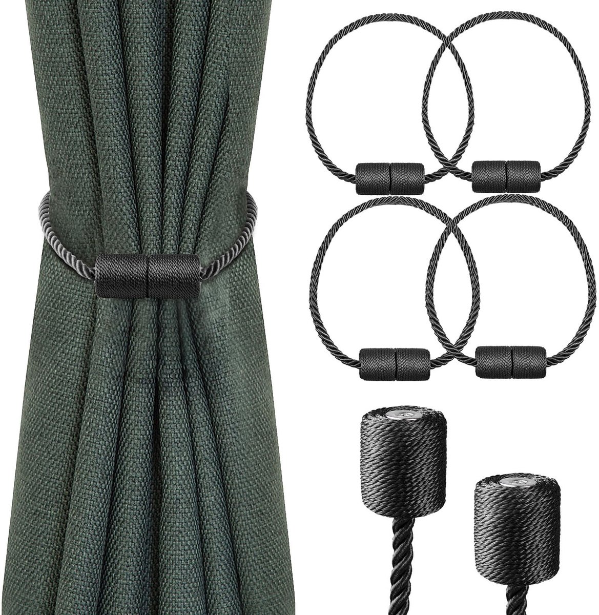 Dailygoods - Magnetische Gordijn Tiebacks Clips - Decoratieve Weave Tie Backs voor Thuis en Kantoor