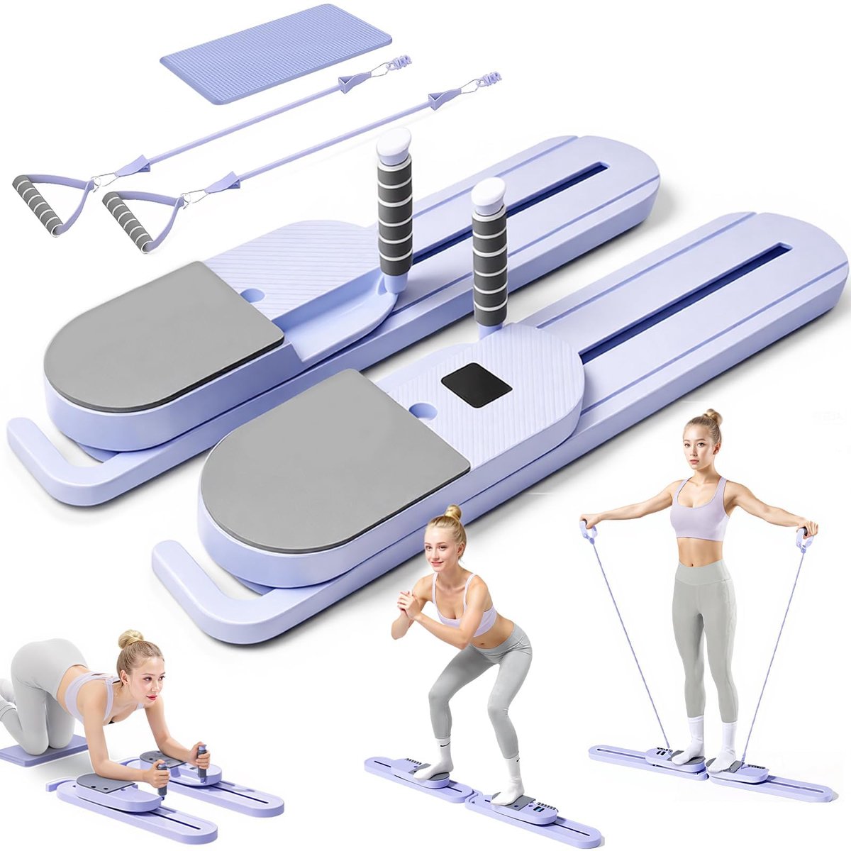 Dailygoods- Pilates Reformer Bord 7-in-1 - Draagbare Pilates Machine - Volledige Lichaamstraining - Core Versterker - Bilspieren/Benen Versterken - Weerstandsbanden