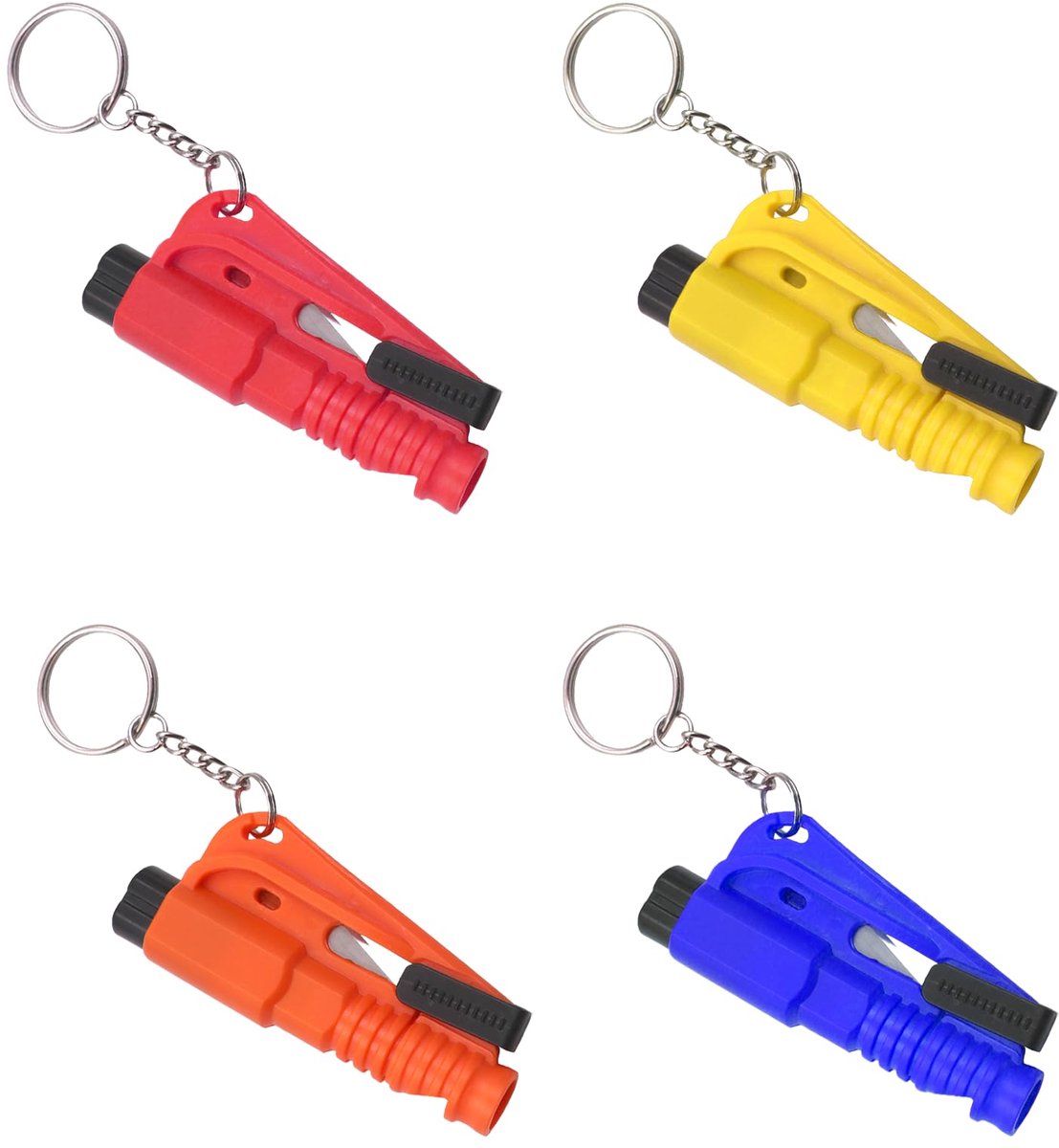 Dailygoods - 4 Stuks Originele Noodsleutelbos Auto - 3-in-1 Reddingsgereedschap