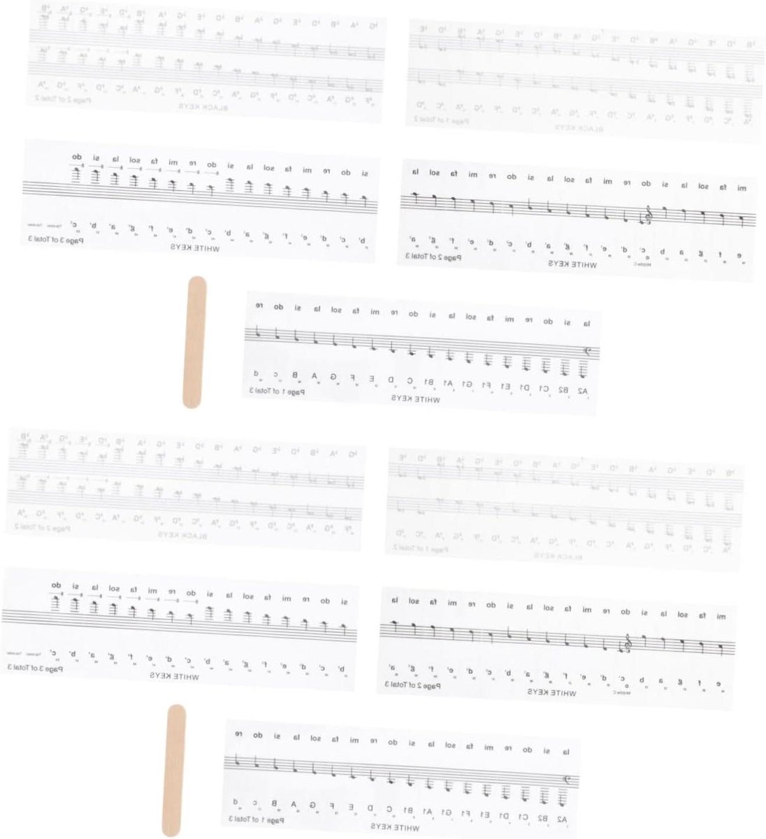 Pianotoetsenbord Stickers - Piano Beginners Decal - Piano Leren - Waterdicht PVC Materiaal - 17.5 x 5.5 x 0.2 cm