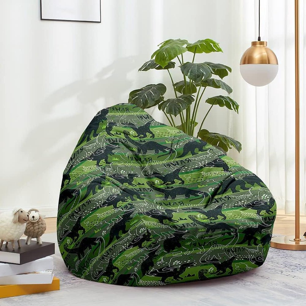 Zitzak Hoes - Luie Stoel Cover - Opbergen Speelgoed - Met Handvat - 80x90cm - Jurassic