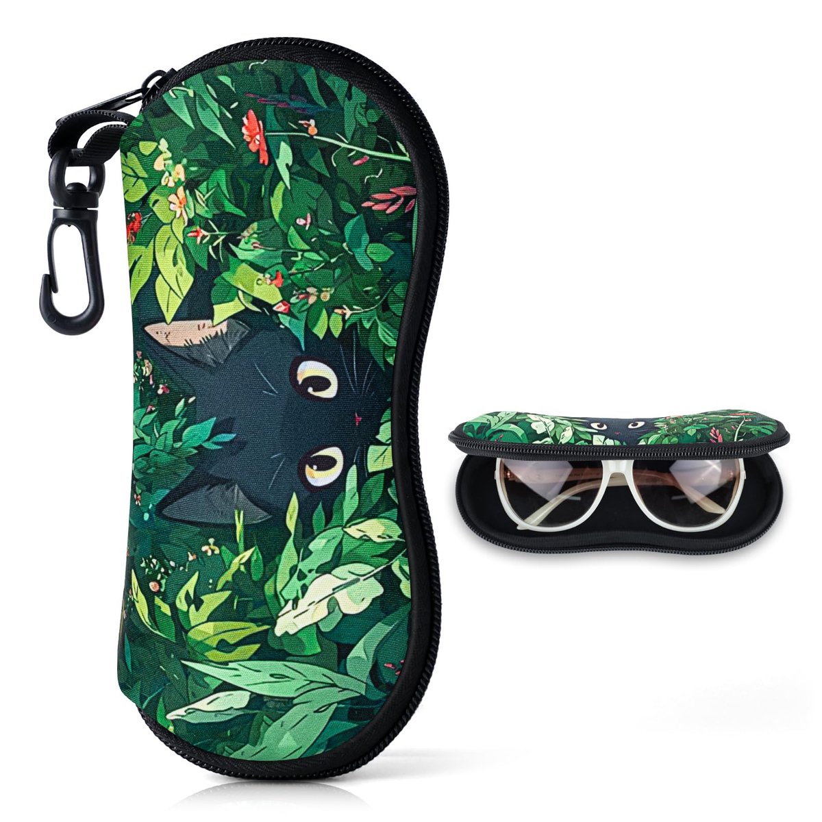 Dailygoods - Zachte Brilhoes voor Zonnebril - Neopreen Opbergtas met Leuk Kat Motief