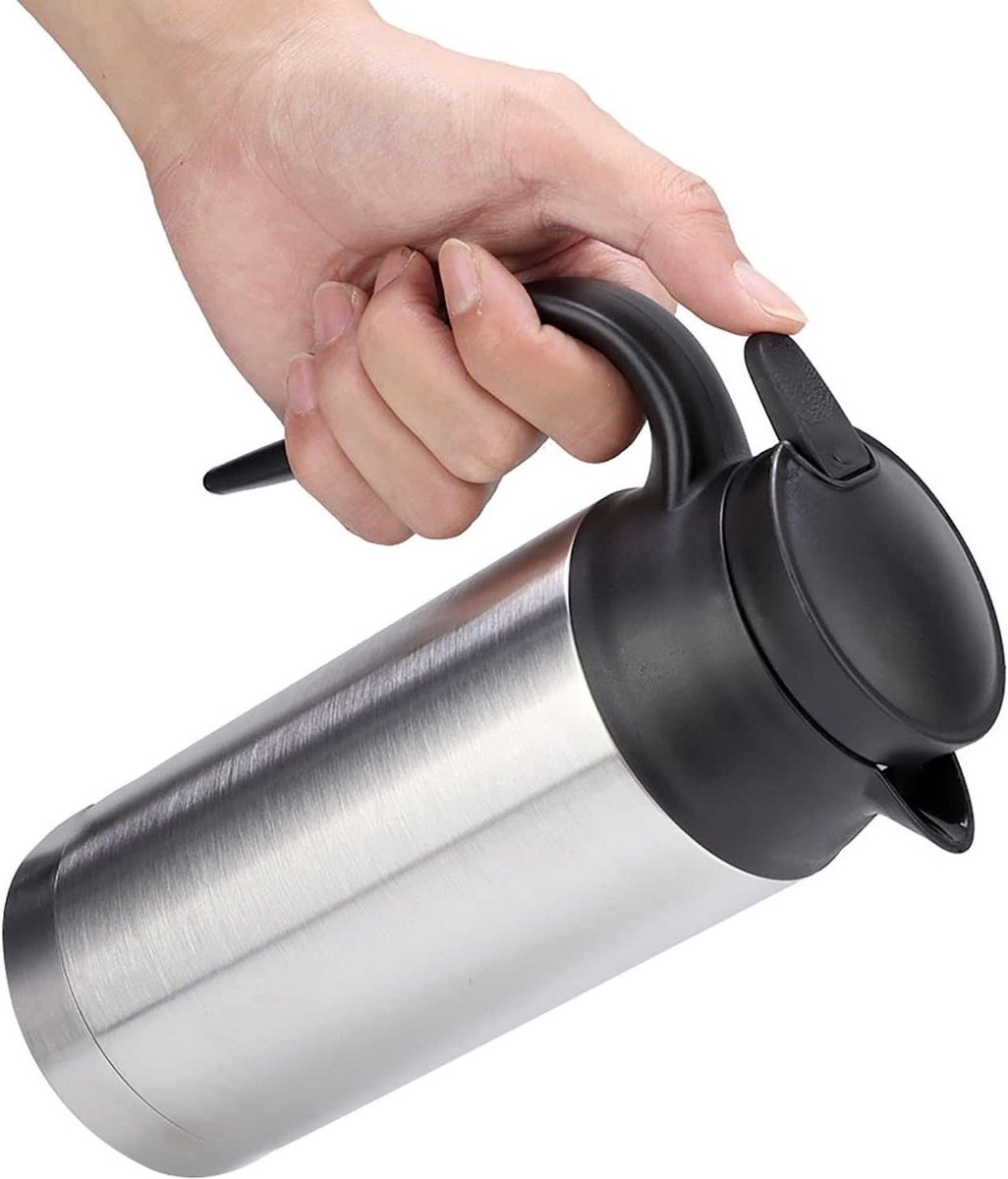 Elektrische Mok - Auto Waterkoker - Reizen Buiten - Temperatuur Gecontroleerd - 750ml - Zilver