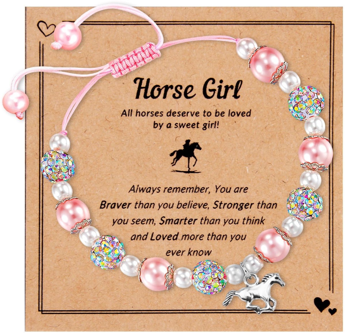 Dailygoods- Paardenarmband verstelbaar - Natuurstenen - Paardenhanger - Geschenk voor paardenliefhebbers - Sieraden met betekenis - Kracht en uithoudingsvermogen - Sieraad