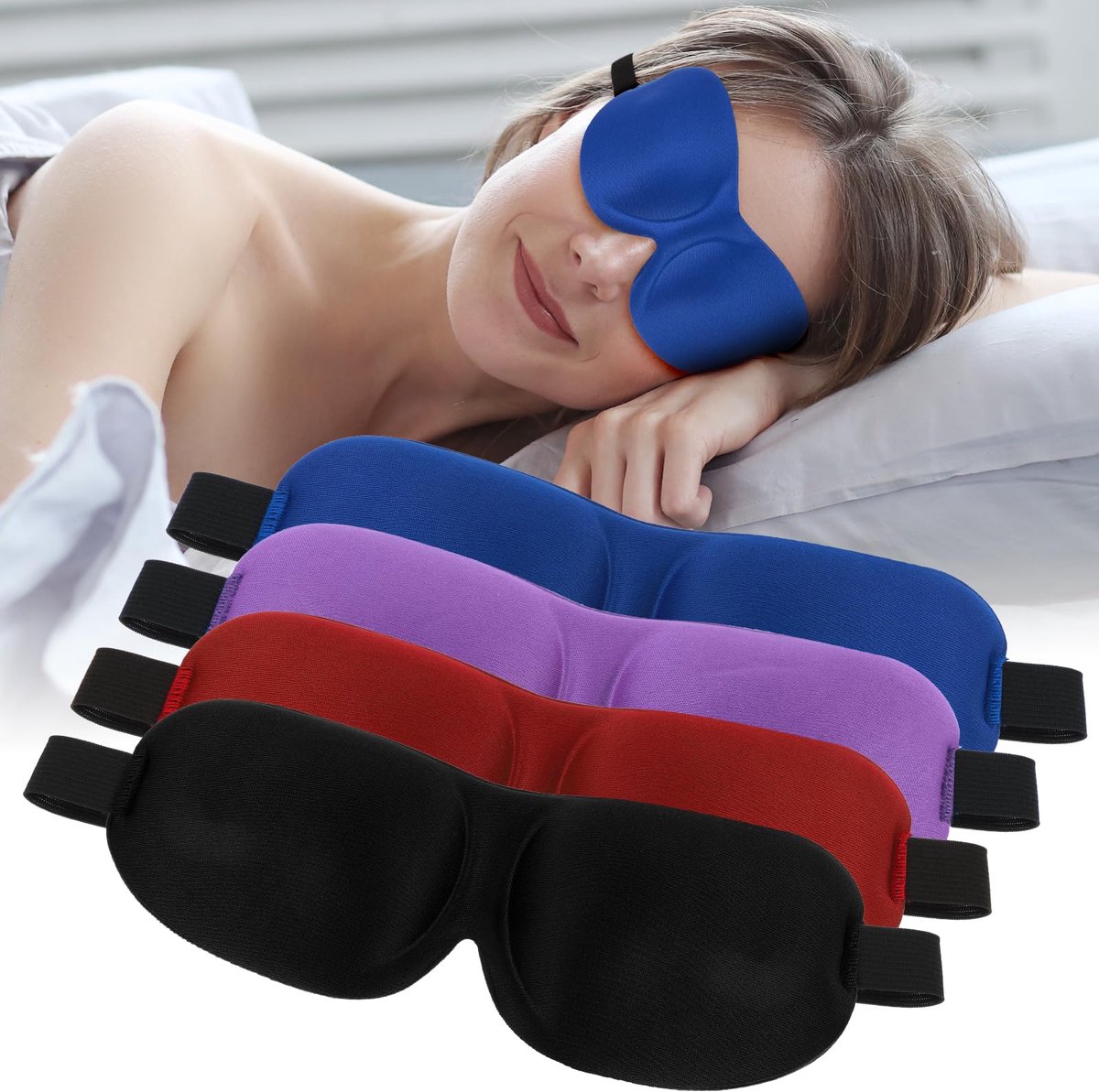 Dailygoods - Gjinxi 3D Oogmasker Set van 4 - Verstelbare Slapen en Reisbescherming