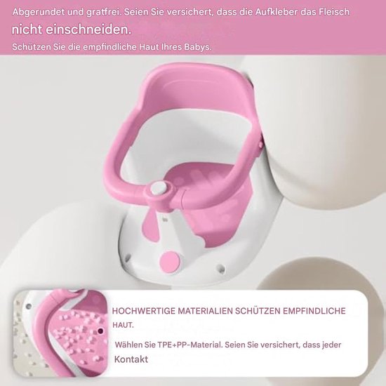 Badzitje Peuter - Baby Douchestoel - Veilig Baden - 360 Graden Draaibaar - 40 x 31 x 27.5 cm - Roze — afbeelding 4