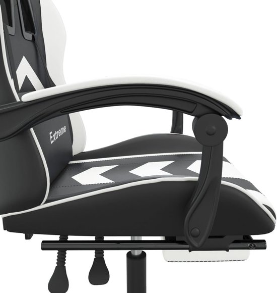 Gamingstoel met Voetensteun - Comfortabele Speelstoel - Langdurig Zitten - Verstelbare Rugleuning - 131 cm Hoog - Zwart Wit — afbeelding 4